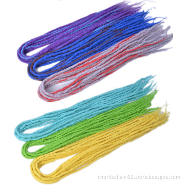22'' Long Colorful Soft Nepal Felted Wool Handmade Afro Synthetic Dreadlocks Crochet Braids Hair For Kids And Adult Party Daily